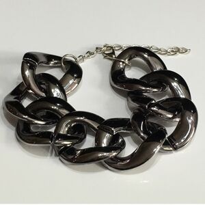 Chain Link Dark Silver Bracelet 6 + ext.